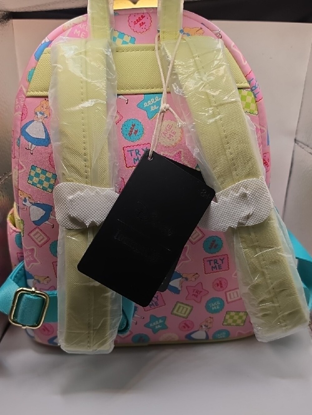 Loungefly Alice in Wonderland Pastel Pink, Yellow & Blue Mini Backpack - Picture 4 of 4